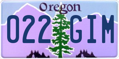 OR license plate 022GIM