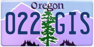 OR license plate 022GIS
