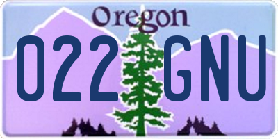 OR license plate 022GNU