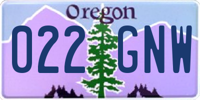 OR license plate 022GNW