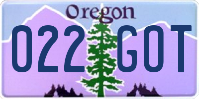 OR license plate 022GOT