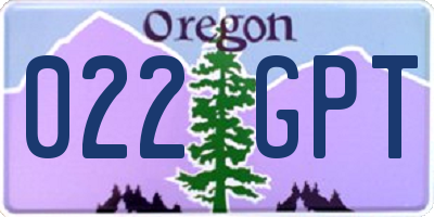 OR license plate 022GPT