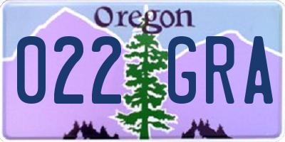 OR license plate 022GRA