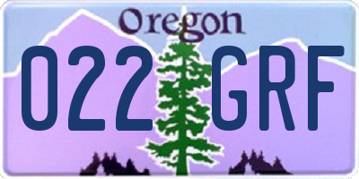 OR license plate 022GRF
