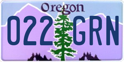OR license plate 022GRN