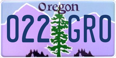 OR license plate 022GRO