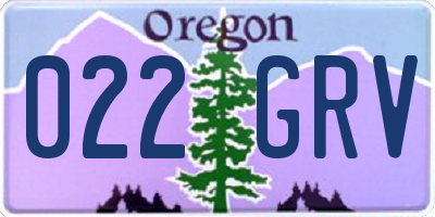 OR license plate 022GRV