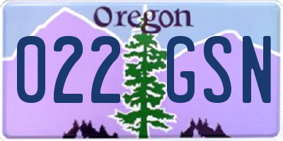 OR license plate 022GSN
