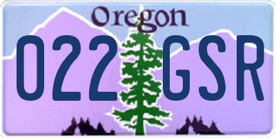 OR license plate 022GSR