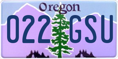 OR license plate 022GSU