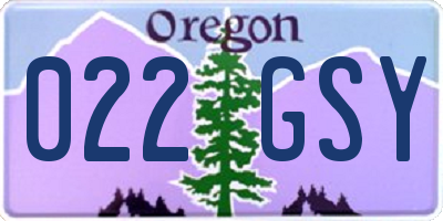 OR license plate 022GSY