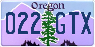 OR license plate 022GTX