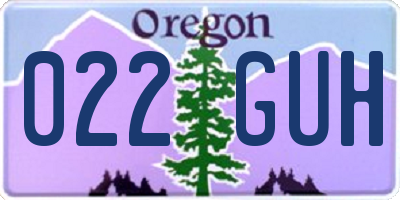 OR license plate 022GUH