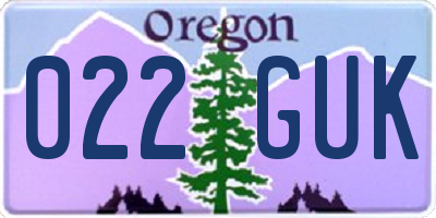 OR license plate 022GUK