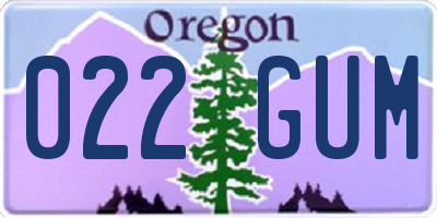 OR license plate 022GUM