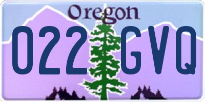 OR license plate 022GVQ