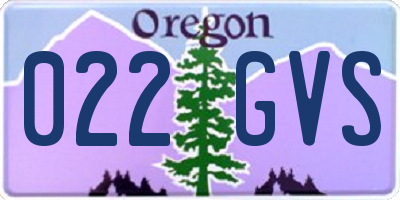 OR license plate 022GVS