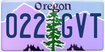 OR license plate 022GVT