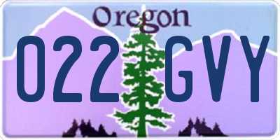 OR license plate 022GVY