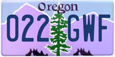 OR license plate 022GWF
