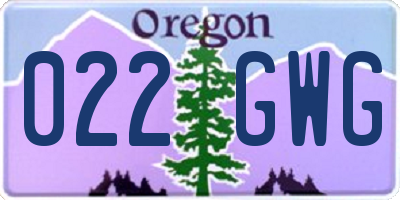 OR license plate 022GWG