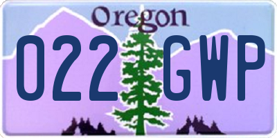 OR license plate 022GWP