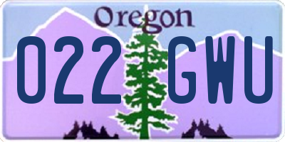 OR license plate 022GWU