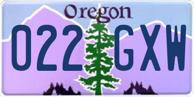 OR license plate 022GXW