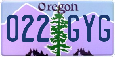 OR license plate 022GYG