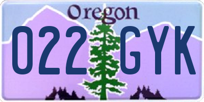 OR license plate 022GYK