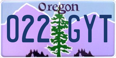 OR license plate 022GYT