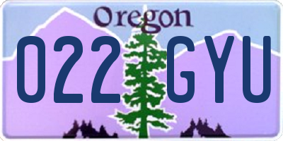 OR license plate 022GYU