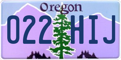 OR license plate 022HIJ