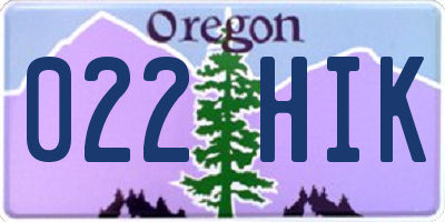 OR license plate 022HIK