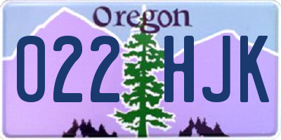 OR license plate 022HJK