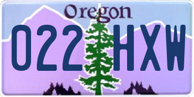 OR license plate 022HXW
