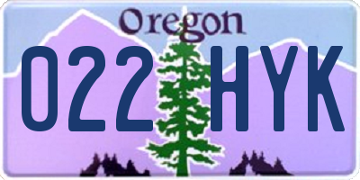 OR license plate 022HYK