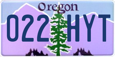 OR license plate 022HYT