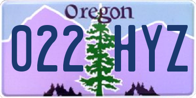 OR license plate 022HYZ