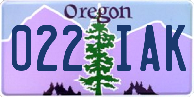 OR license plate 022IAK
