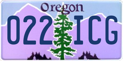 OR license plate 022ICG