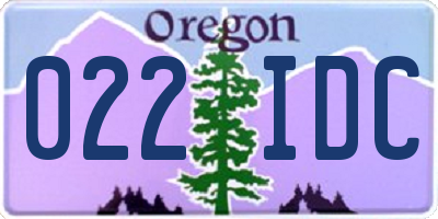 OR license plate 022IDC