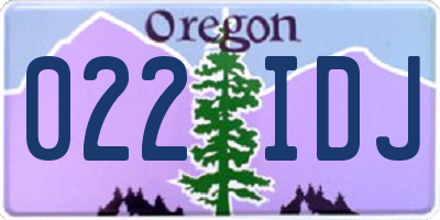 OR license plate 022IDJ
