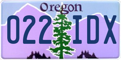 OR license plate 022IDX