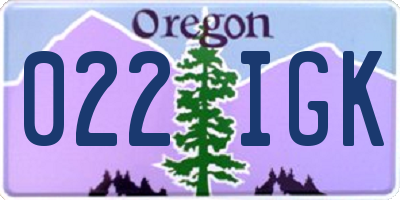 OR license plate 022IGK