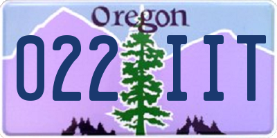 OR license plate 022IIT