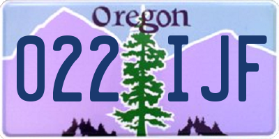 OR license plate 022IJF