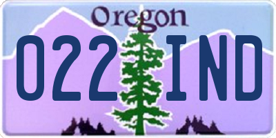OR license plate 022IND