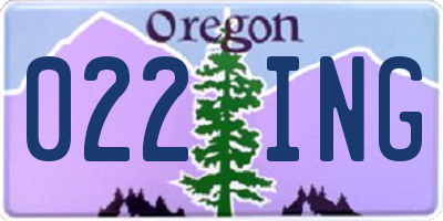 OR license plate 022ING