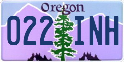 OR license plate 022INH